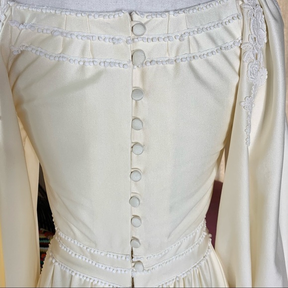 70s Polyester Bridal Gown - Picture 10 of 15